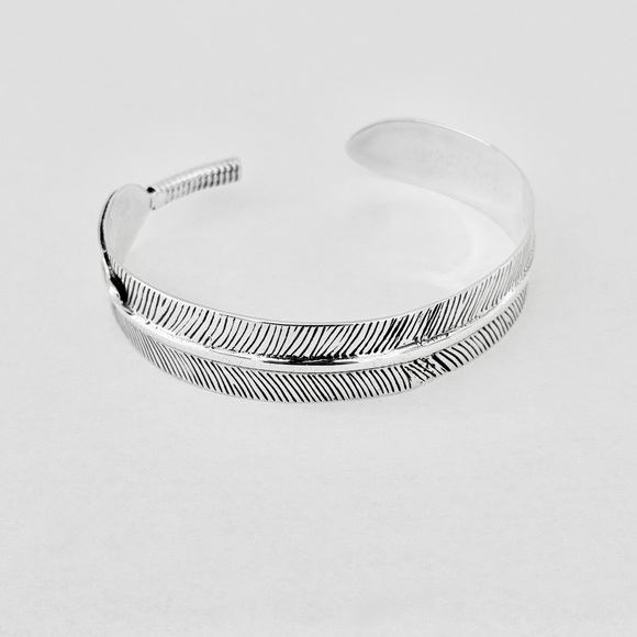 Sterling Silver Feather Bangle Bracelet, Silver Bracelets, Bangles, Angels Wing - Picture 2 of 14
